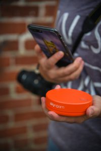 hand holding Skyroam Solis